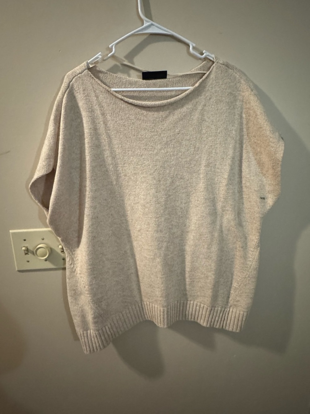Lane Bryant Cream Short-Sleeve Crew Sweater